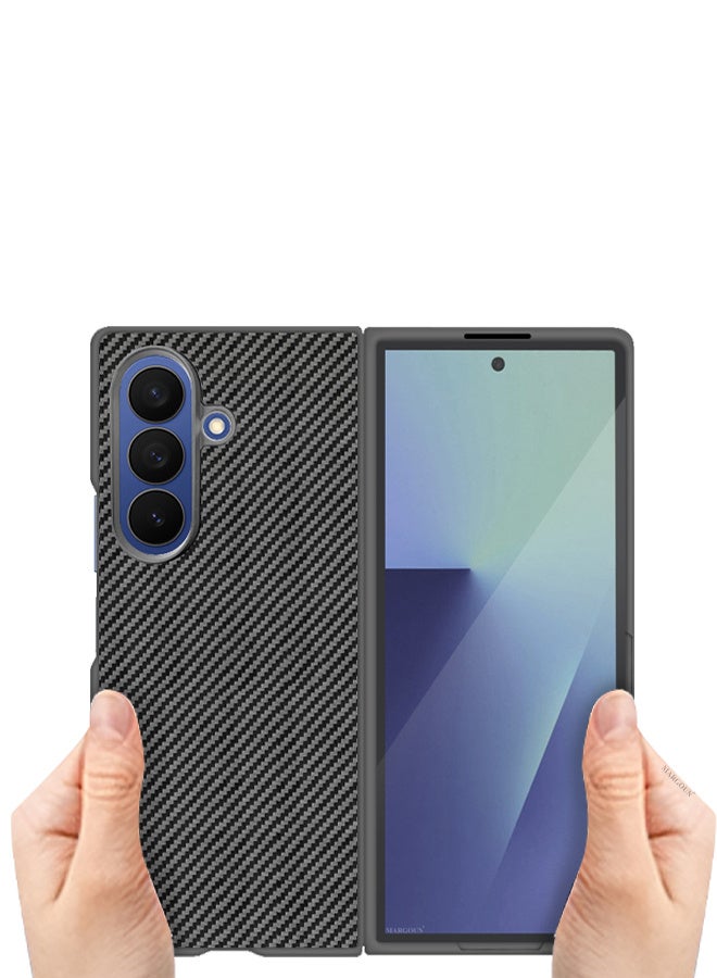 MARGOUN Case Cover for for Samsung Galaxy Z Fold 7 - Kevlar Bullet Proof Phone Case - Ultra Thin and Light Carbon Fiber Texture Printing Slim Anti-Scratch Phone Cover With Front Built-in Screen Protector - grey - Image 4