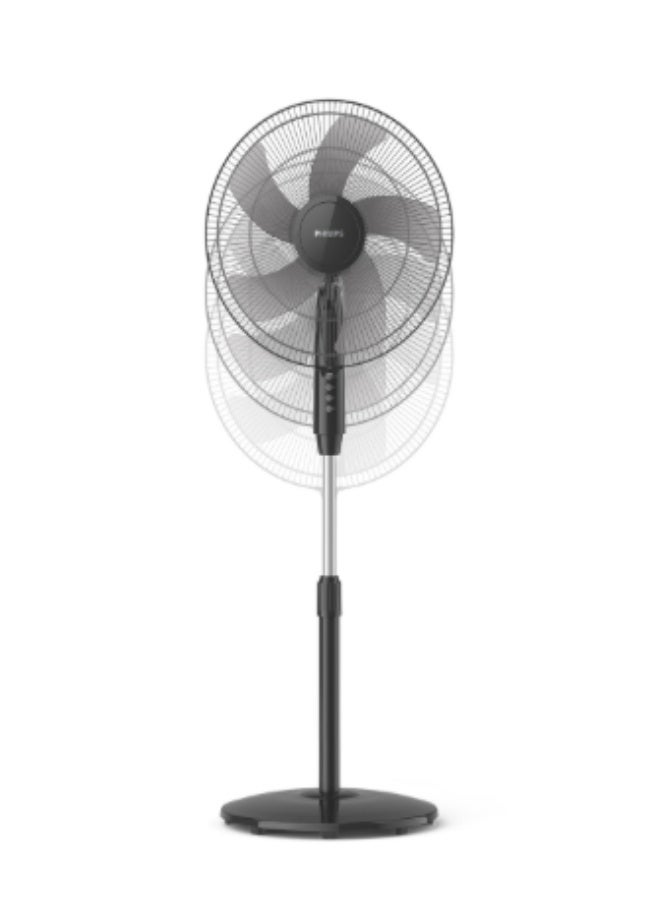 فيليبس مروحة طاولة سلسلة 600 – ACP620/01، تدفق هواء 3250 م³/ساعة، هادئة 40 ديسيبل (A)، رأس 45 سم، 3 إعدادات سرعة، ميل وتذبذب، ارتفاع قابل للتعديل – أسود - Image 3