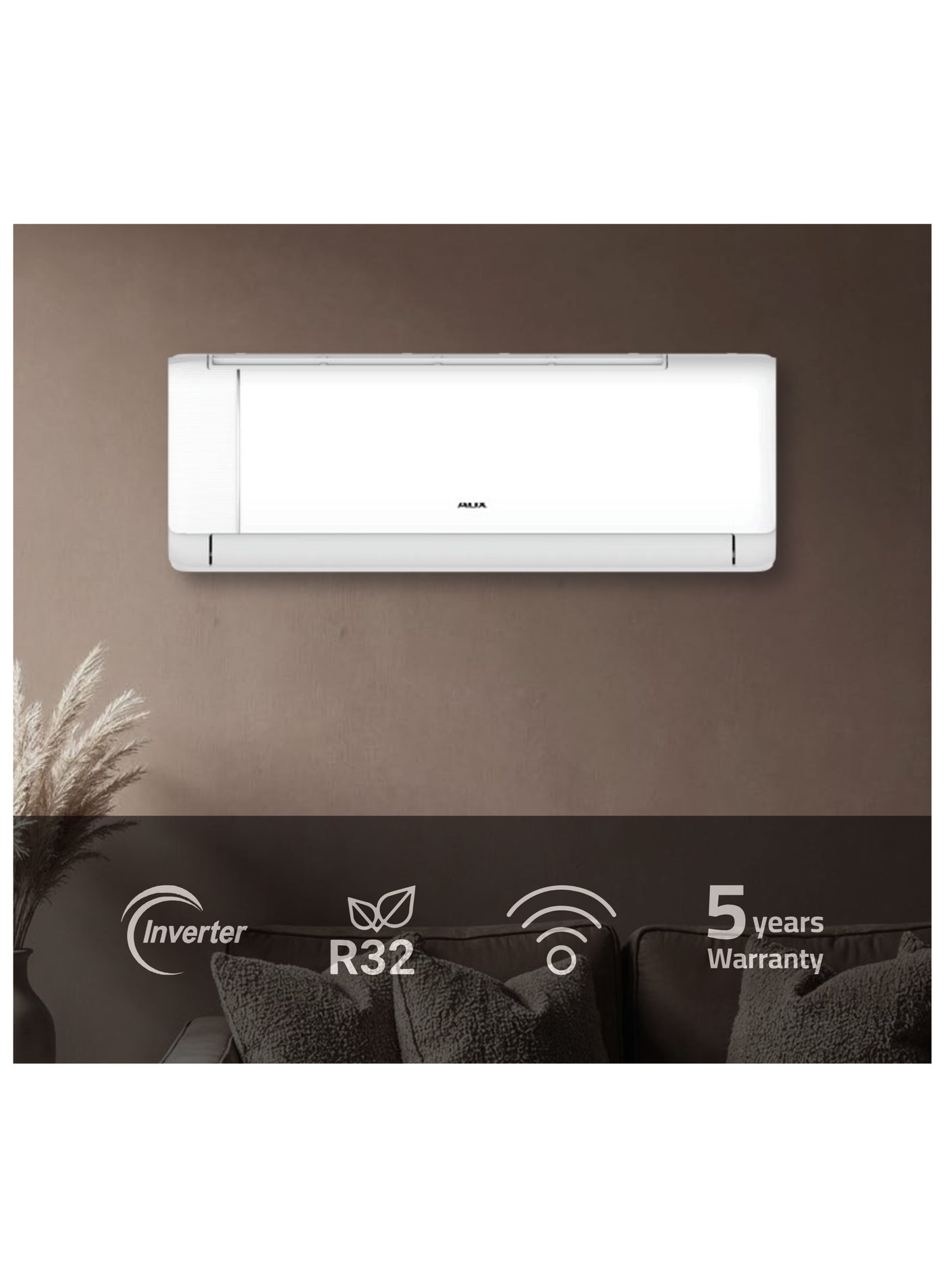 AUX Split Air Conditioner, 3 HP, Inverter, Cooling/Heating, Model QE 24QE White