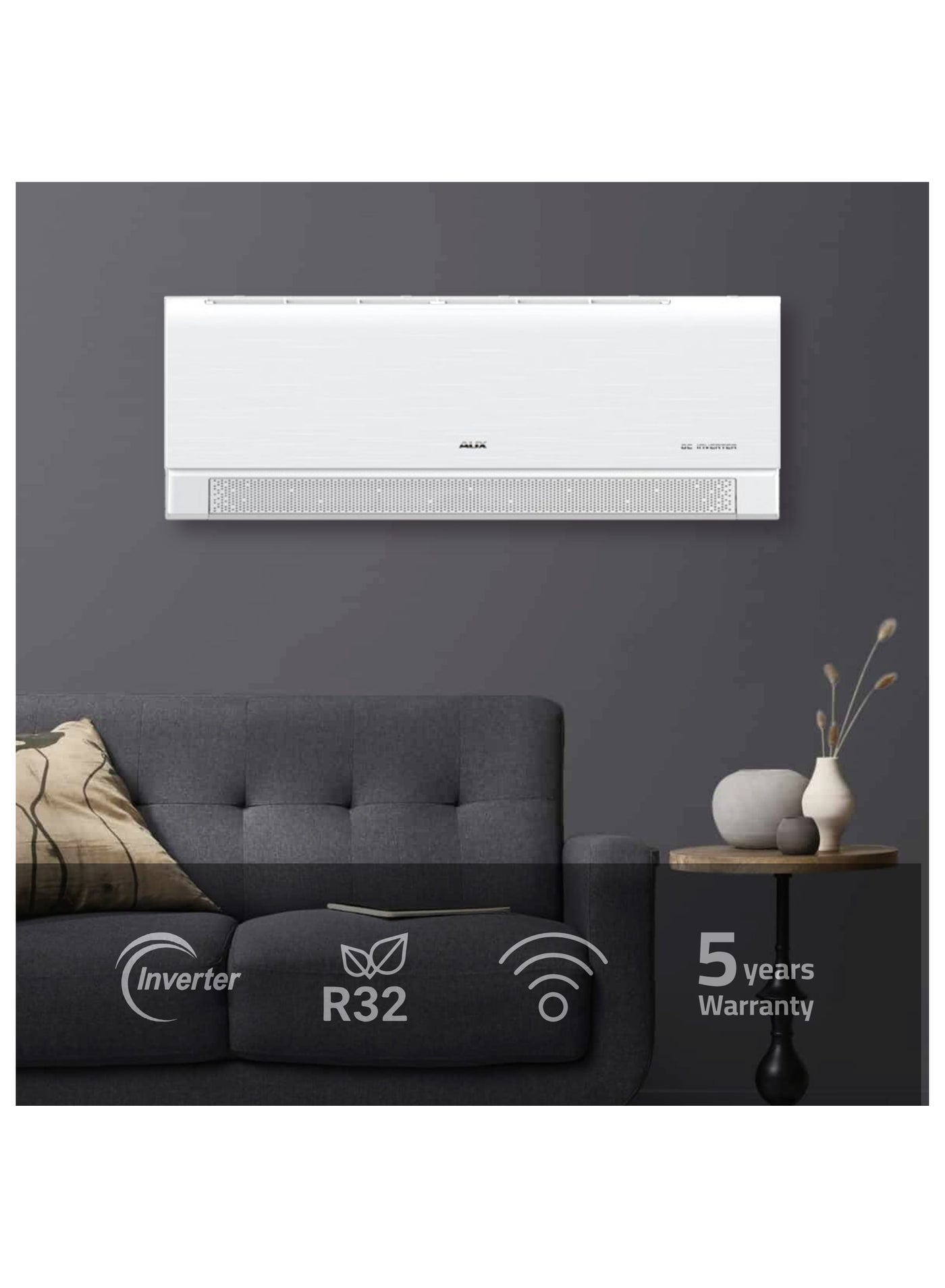 AUX Split Air Conditioner, 3 HP, Inverter, Cooling/Heating, Model CA 24CA white