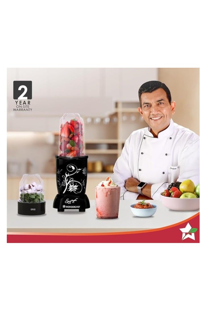 وندر شيف خلاط عصير نوتري بليند 500 واط | خلاط سموذي | محرك نحاسي كامل 22,000 دورة في الدقيقة | 3 برطمانات غير قابلة للكسر | برطمان خاص للشاتني - Image 1