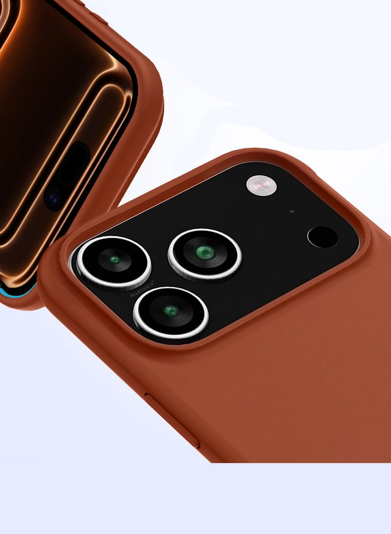 MARGOUN 3 Packs Silicone Protective Phone Case for iPhone 17 Pro Max- Soft Anti-Scratch Microfiber Lining Ultra Slim Drop Protection Phone Cover with Two Privacy Screen Protectors - Windsor Brown-5 - Image 2