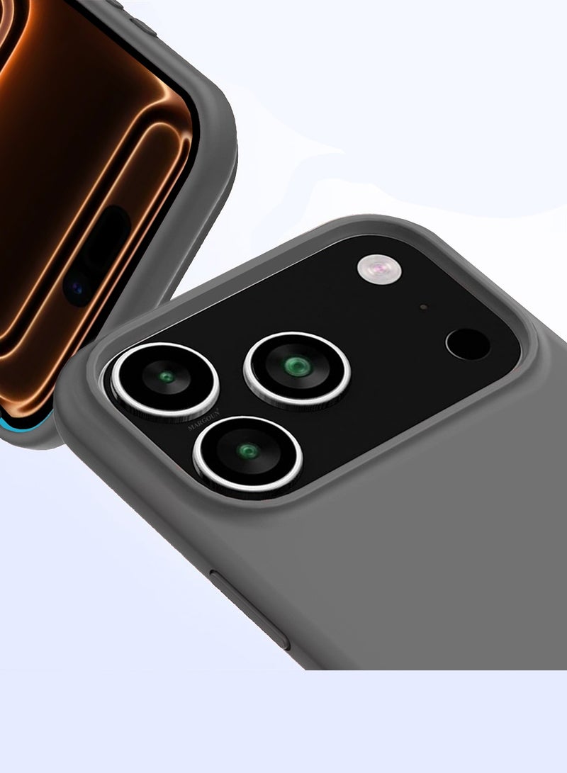 MARGOUN Silicone Protective Phone Case for iPhone 17 Pro Max - Soft Anti-Scratch Microfiber Lining Ultra Slim Drop Protection Phone Cover - Dark Grey-1 - Image 2