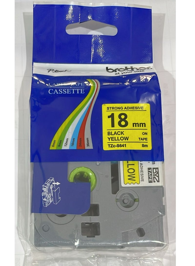 بروذر Brother tape cartridge 18mm black on yellow tape TZE-S641 black on yellow