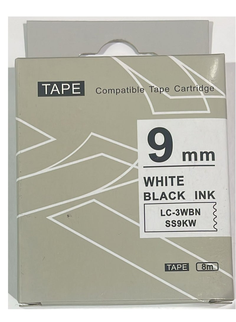 Epson label tape cartridge 9mm black on white LC-3WBN black on white