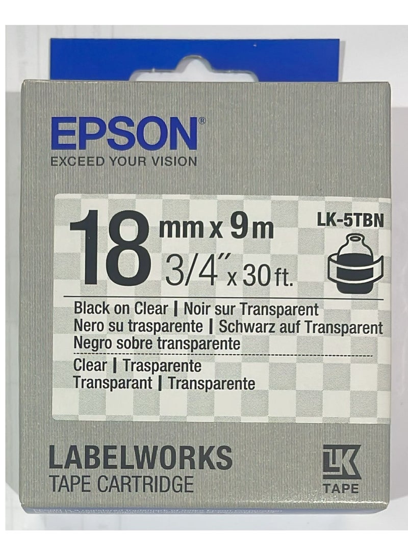 Epson label tape cartridge 18mm black on clear original LK-5TBN black on clear