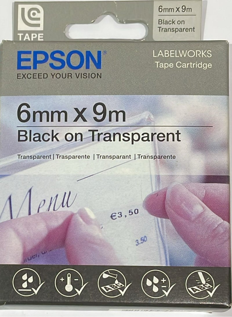 Epson label tape cartridge 6mm black on transparent original LC-2TBN9 black on transparent