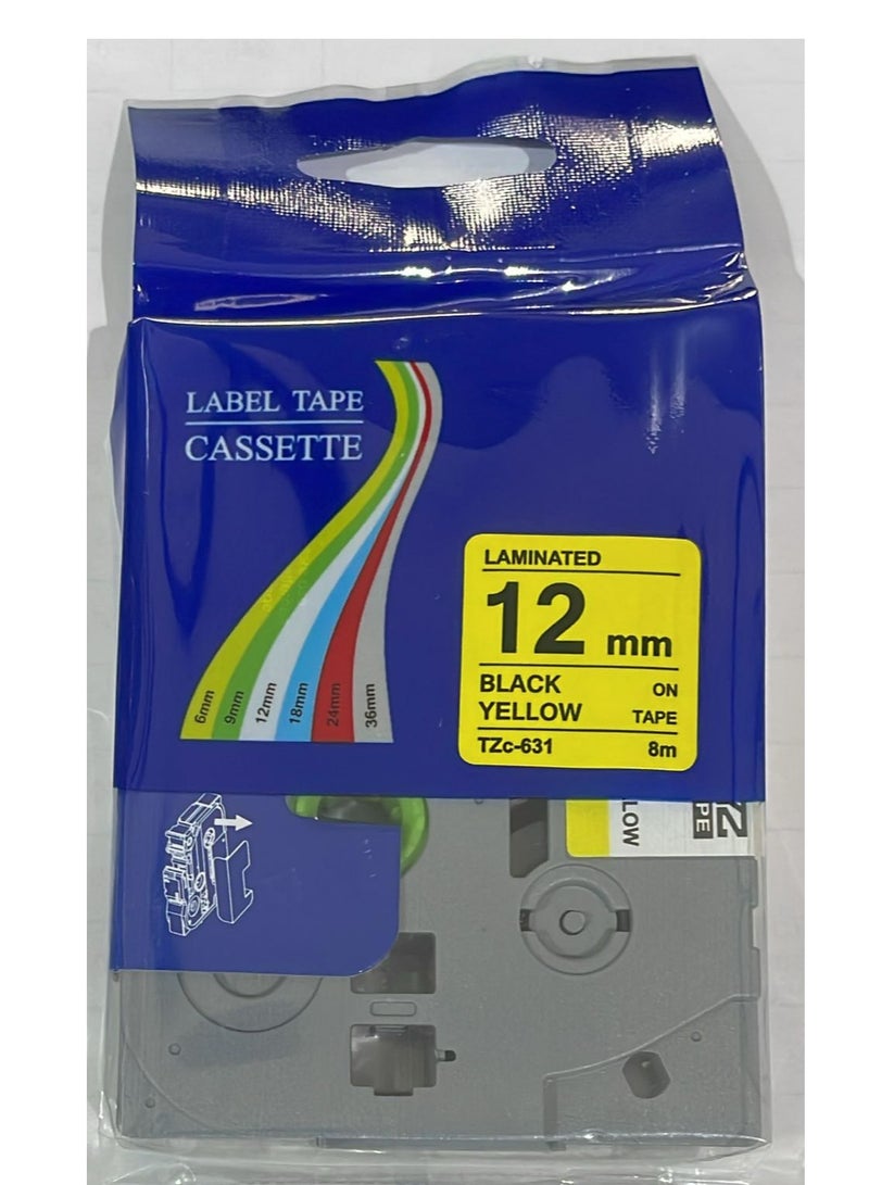 بروذر Brother tape cartridge 12mm black on yellow tape TZE-631 black on yellow