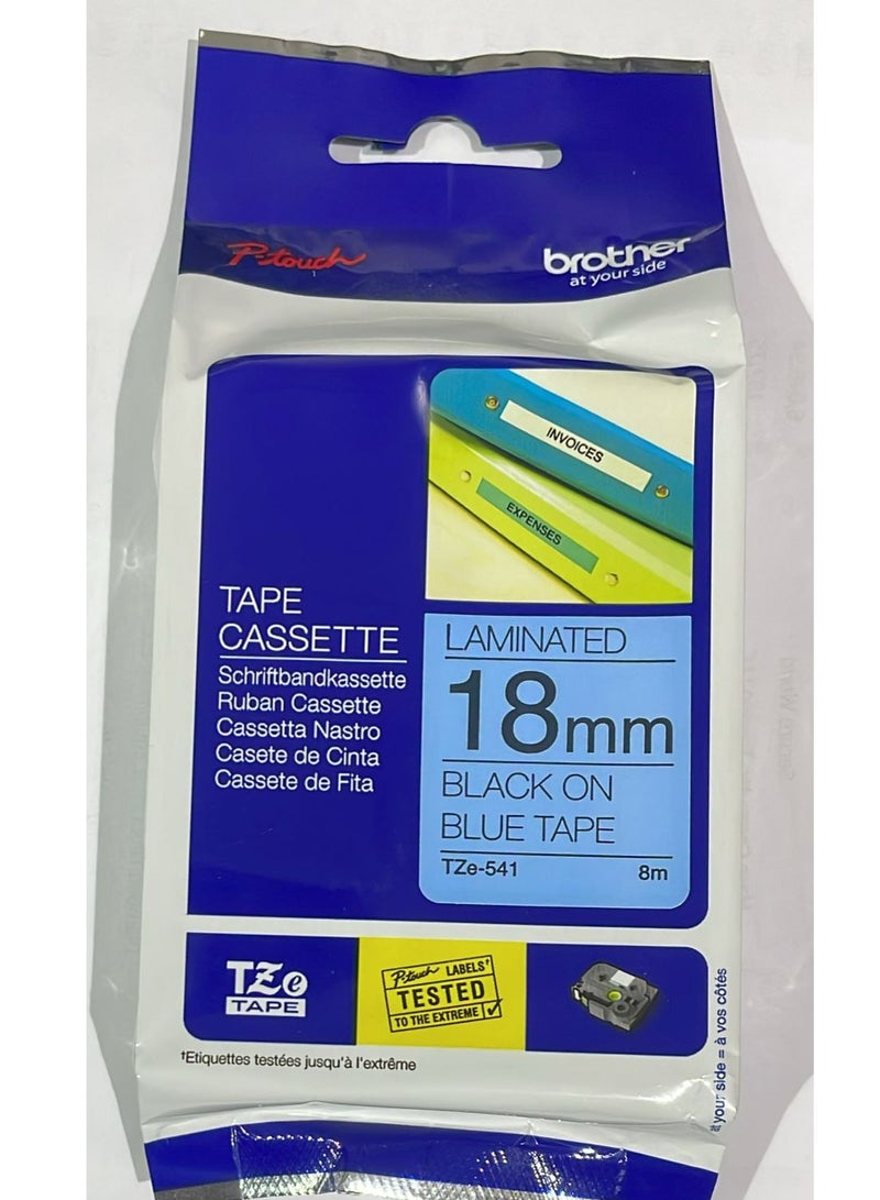 بروذر Brother tape cartridge 18mm black on blue tape original TZE-541 black on blue