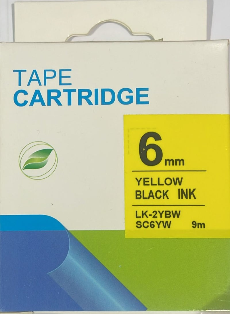 Epson label tape cartridge 6mm black on yellow LK-2YBW black on yellow