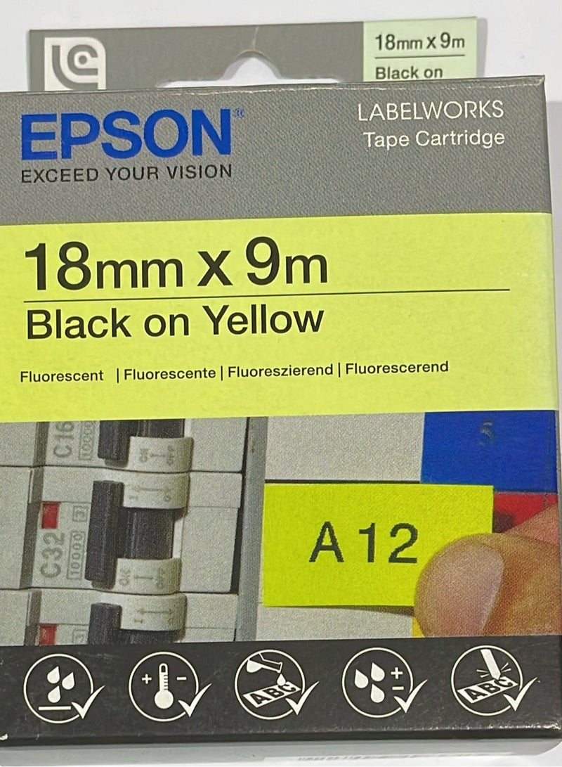 Epson label tape cartridge 18mm black on yellow original LC-5YBF9 black on yellow