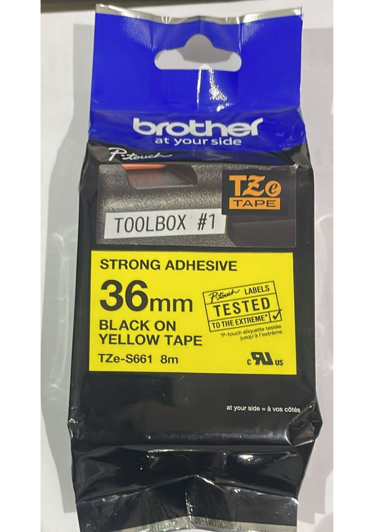بروذر Brother tape cartridge 36mm black on yellow tape original TZE-S661 black on yellow