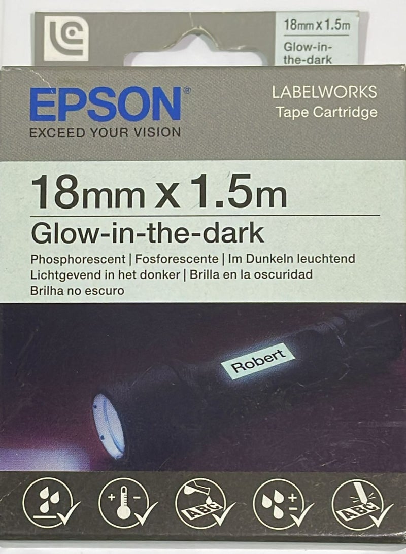 إبسون Epson label tape cartridge 18mm glow in the dark original LC-5ZBU1 glow in the dark original