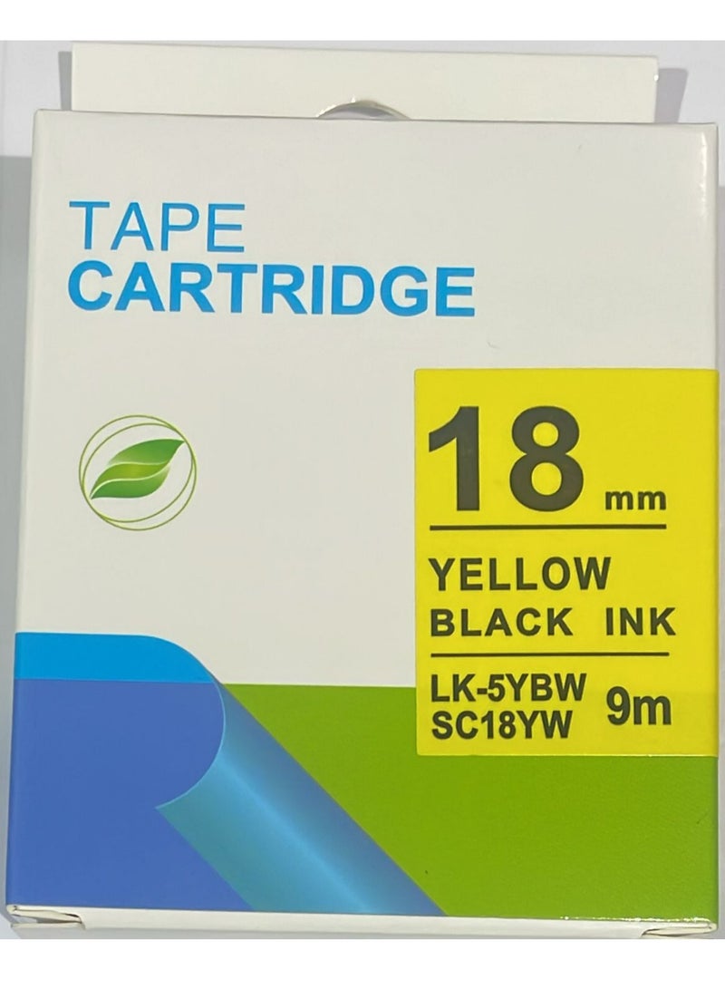 Epson label tape cartridge 18mm black on yellow LK-5YBW black on yellow