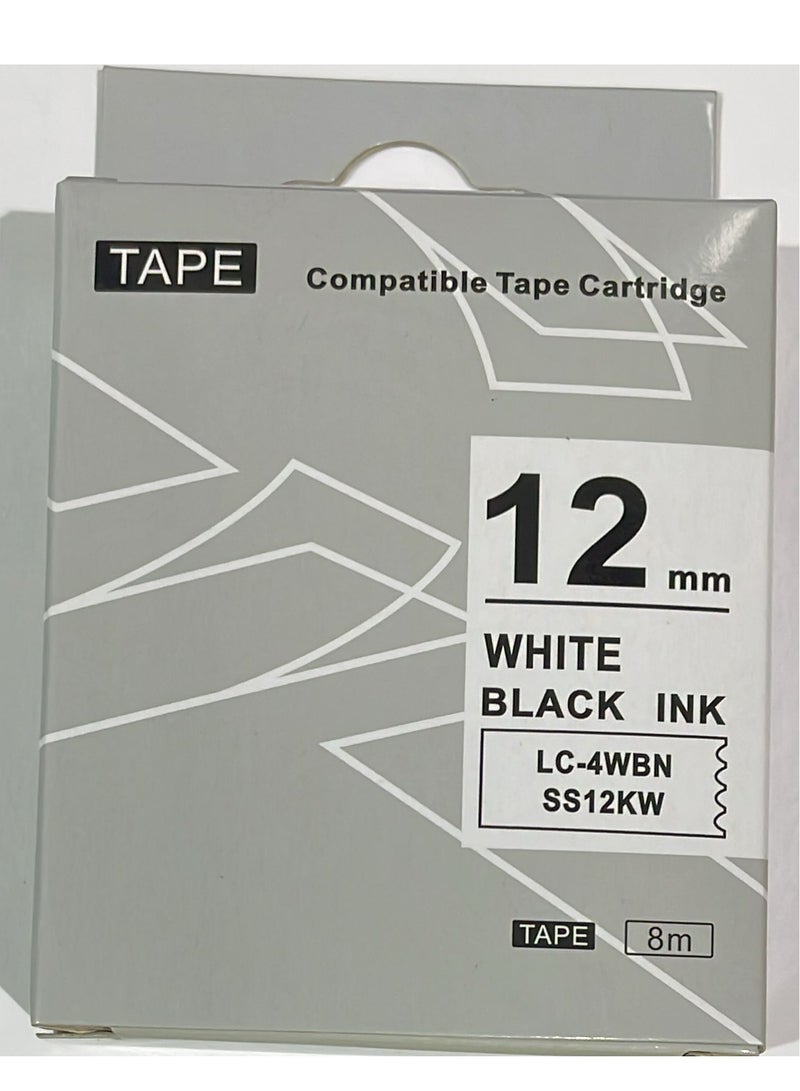 Epson label tape cartridge 12mm black on white LC-4WBN black on white