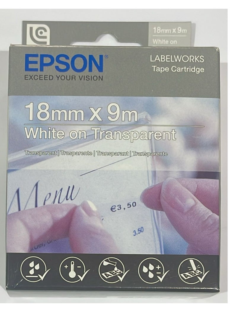 Epson label tape cartridge white on transparent original LC-5TWN9 white on transparent