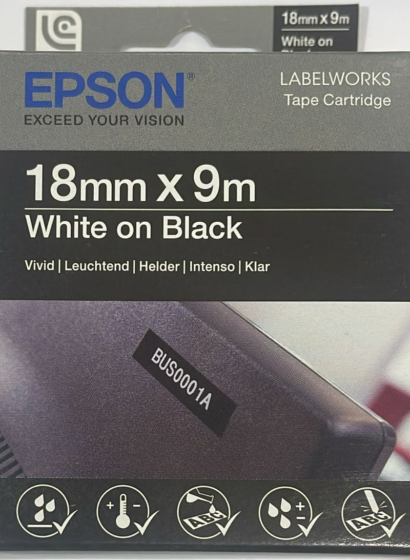 Epson label tape cartridge 18mm white on black original LC-5BWV9 white on black