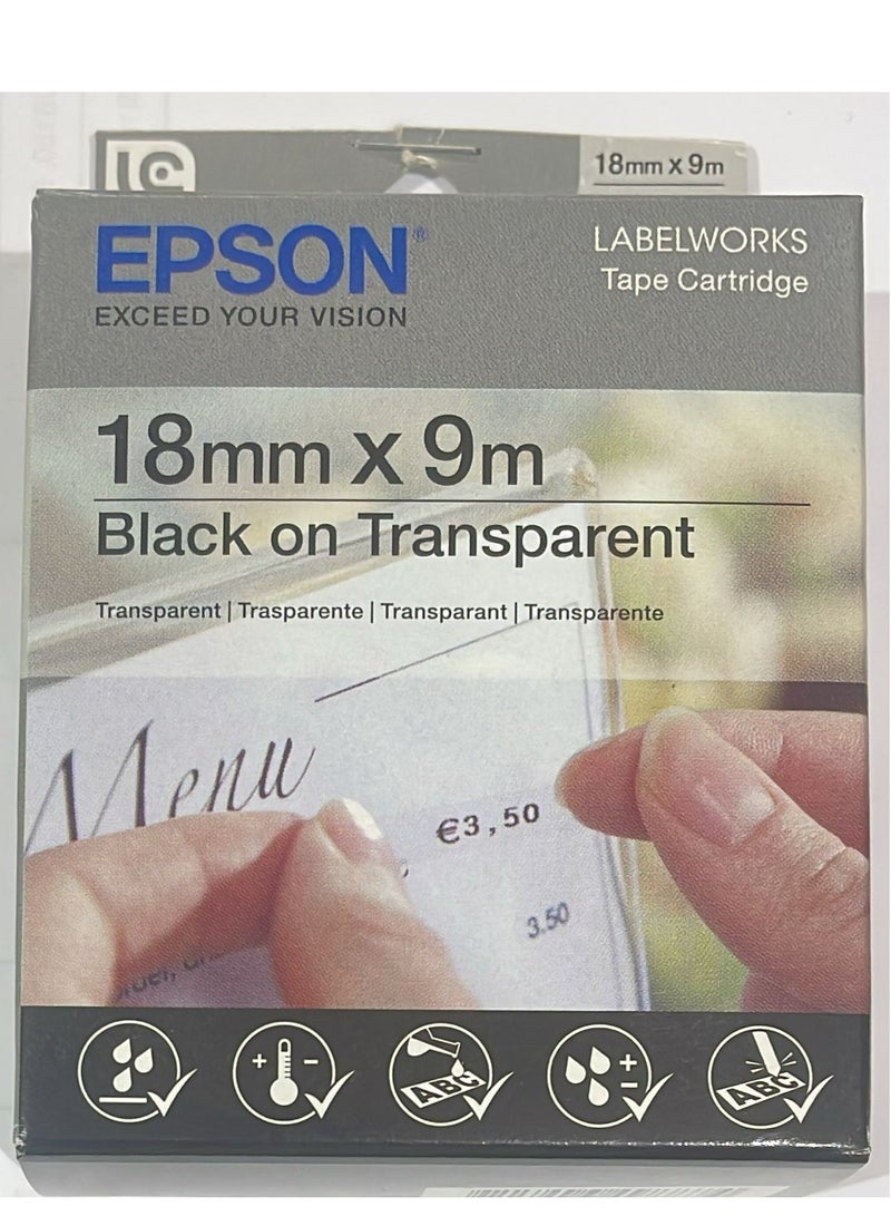 إبسون Epson label tape cartridge 18mm black on transparent original LC-5TBN9 black on transparent