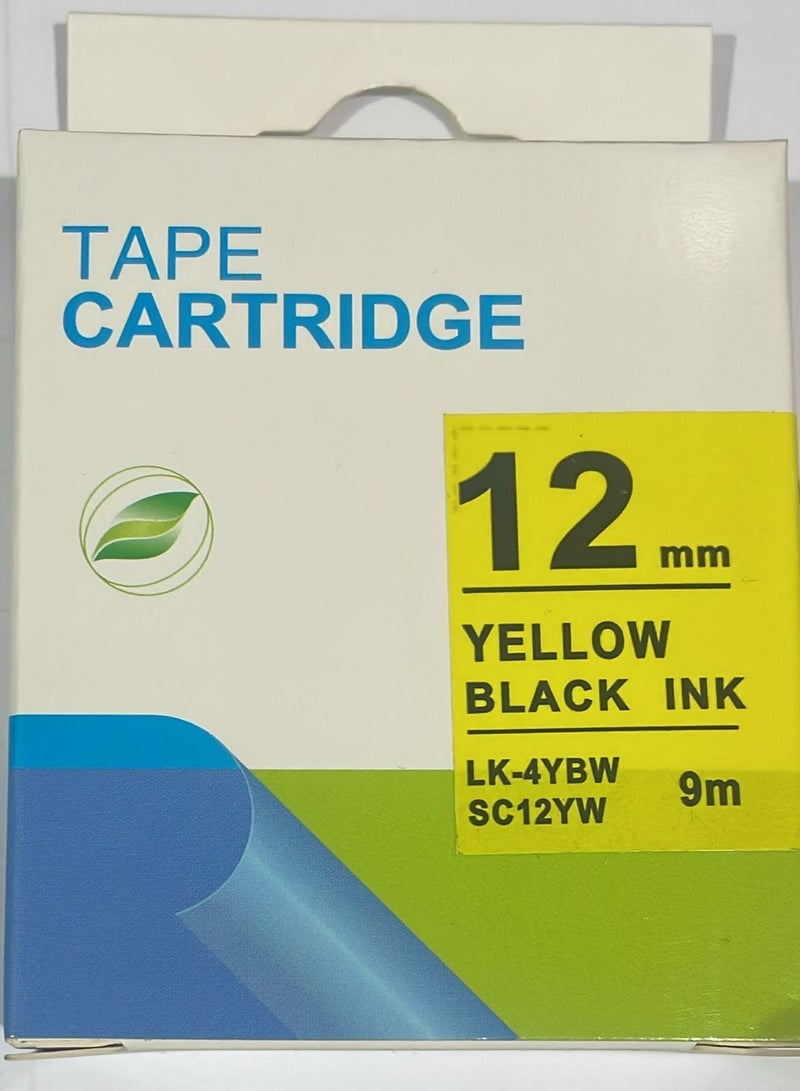 Epson label tape cartridge 12mm black on yellow compatible LK-4YBW black on yellow