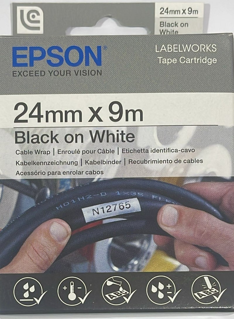 Epson label tape cartridge 24mm black on white original LC-6WBC9 black on white