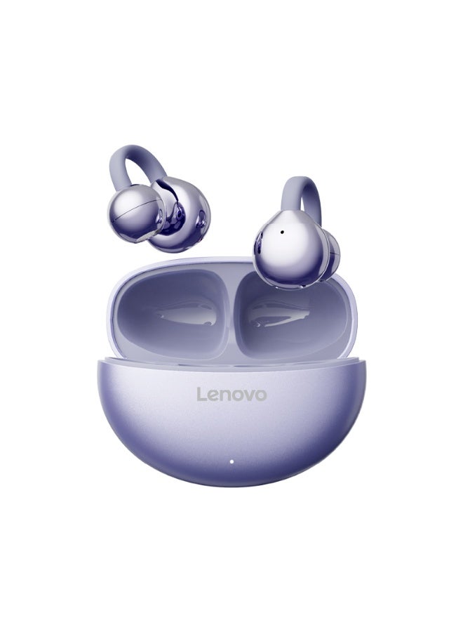 لينوفو T410 Wireless Earphones, Bluetooth Earbuds, Futuristic Aesthetic Design, Feather-Like Wearing, Bone Conduction, Sports, Open-Ear Listening, Long Battery Life, iOS And Android Purple purple - Image 2