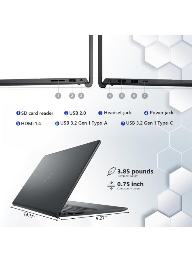 DELL (Upgraded Version) Inspiron 15.6" FHD Touchscreen Laptop Computer, 13th Gen Intel 10-Core i5-1334U (Beat i7-1250U), 32GB DDR4 RAM, 2TB PCIe SSD, WiFi 6, Bluetooth, Type-C, HDMI, Black, Windows 11 Pro, With Free Office 365 + Consumix Mouse pad English Black English Black - Image 3
