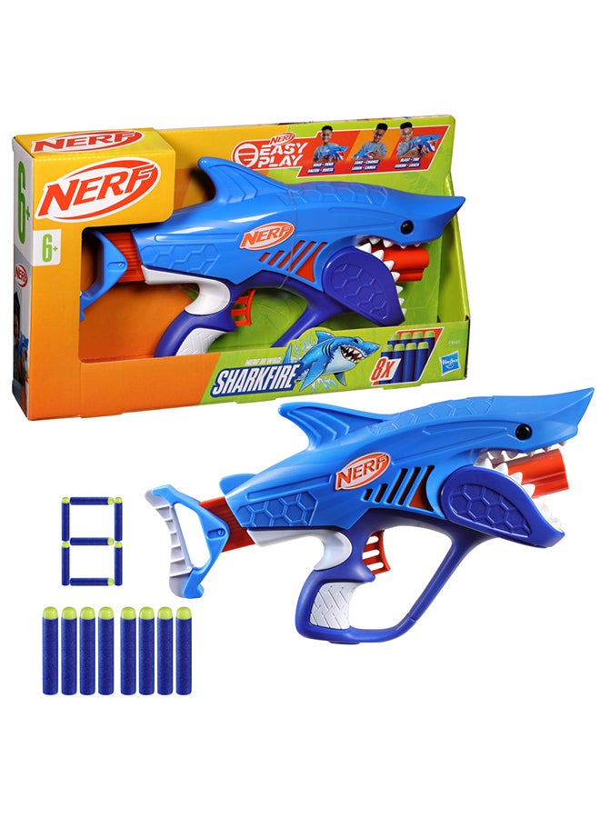 NERF Junior Wild Sharkfire, Easy Play Dart Blaster, 8 Elite Darts, Blaster Shark Toys for 6-Year-Old Boys & Girls & Up, Outdoor Toys - Image 3