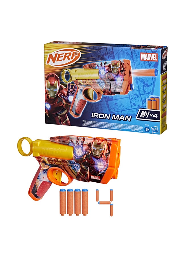 NERF Marvel Iron Man Dart Blaster | 4 N1 Foam Darts | Iron Man-Inspired Blaster Skin Designs | Kids Gifts |Outdoor Toys & Games for Ages 8+ - Image 1
