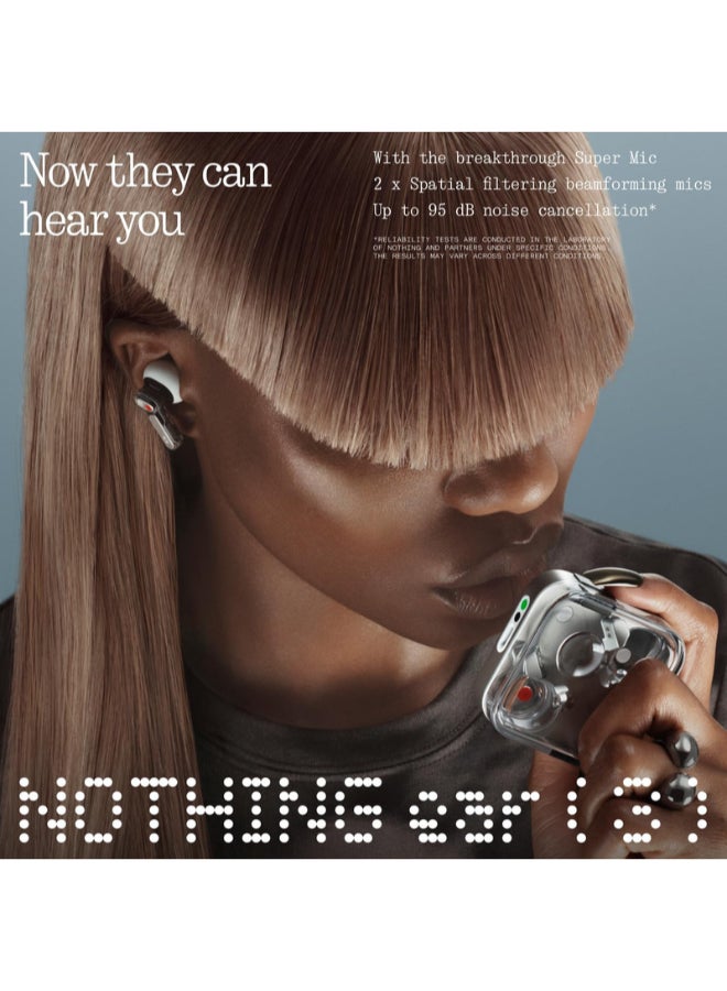 Nothing Ear (3) Wireless Earbuds, Adaptative Noise Cancelling In-ear Headphones with LDAC Hi-Res, Super Mic, IP54, Quick charge, Up to 38 hours of Battery Life, Android and iOS Compatible black - Image 2