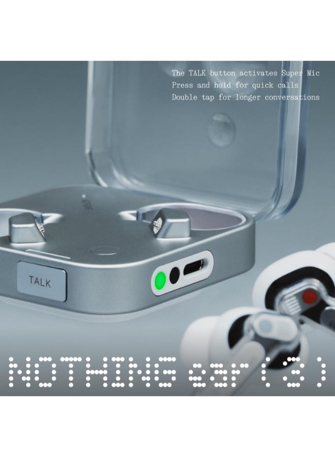 نوثينج سماعات أذن Nothing Ear (3) اللاسلكية، إلغاء الضوضاء التكيفي، سماعات داخل الأذن مع LDAC عالية الدقة، ميكروفون فائق، IP54، شحن سريع، حتى 38 ساعة من عمر البطارية، متوافقة مع أندرويد و iOS - Image 3