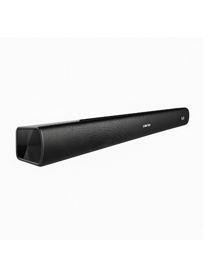 NIKAI Bluetooth Sound Bar with Built-in Subwoofer, 30W RMS, AUX/USB/TF Play, Clear Bass & Crisp Audio, Sleek Glossy Design, TV & PC Compatible NSB1015 black