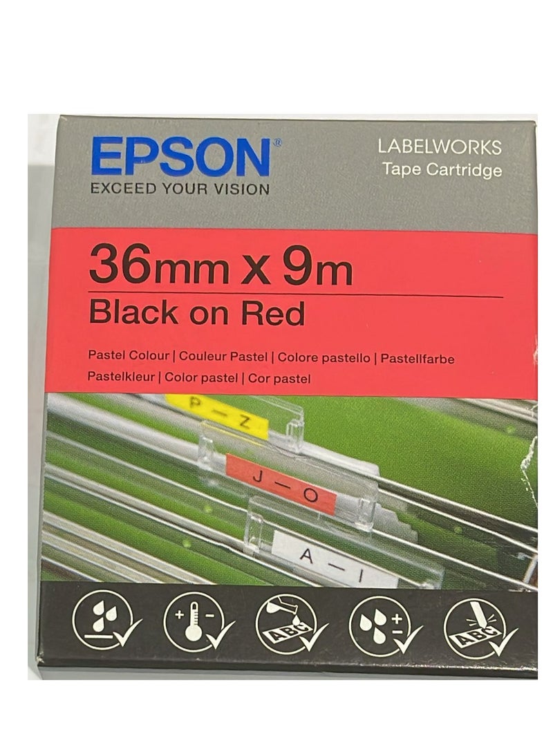 Epson Label Tape Cartridge 36mm Black On Red Original Lc-7rbp9 black on red