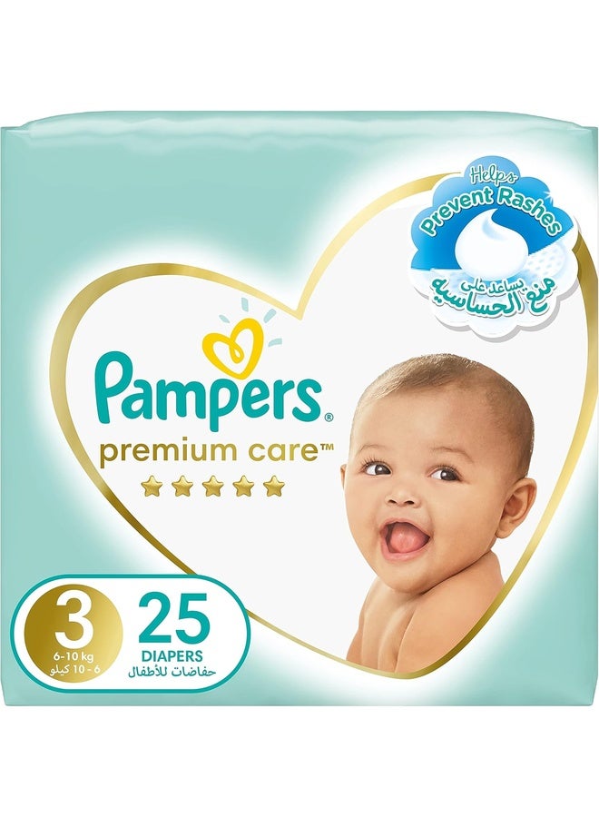 بامبرز حفاضات الأطفال المميزة مع لاصق، الحجم 3، 6-10 كجم، امتصاص فريد وناعم لحماية البشرة القصوى، 25 قطعة - Image 1