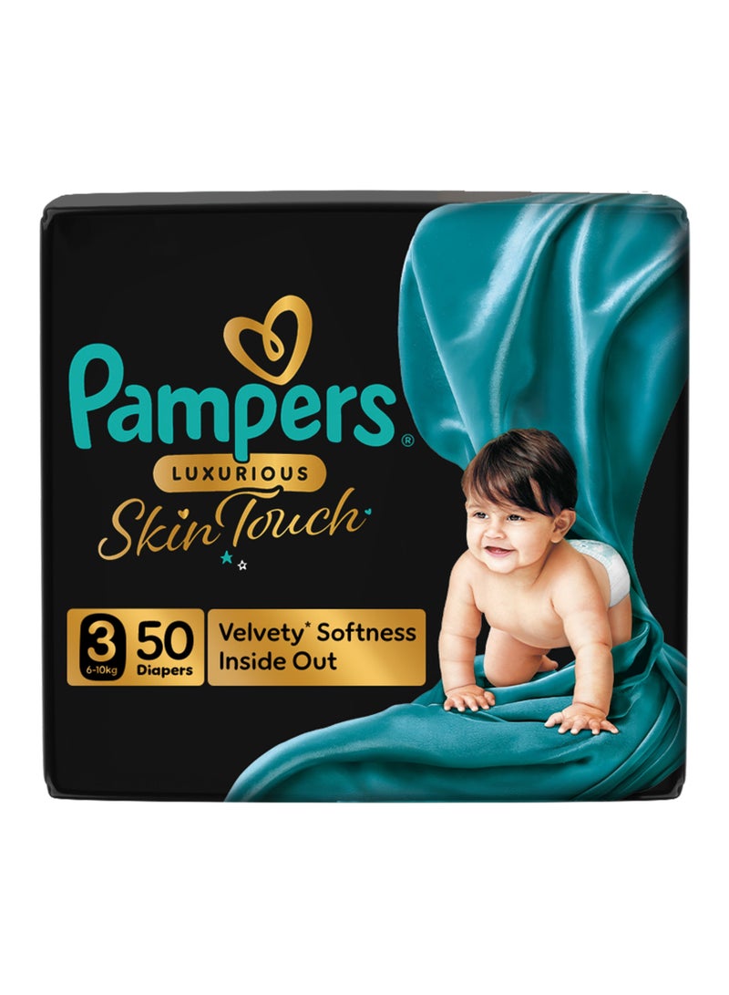 Pampers Luxurious Skin Touch with Luxurious Velvety Softness Inside Out  Size 3  6-10kg Premium Diapers For Toddlers - Image 1