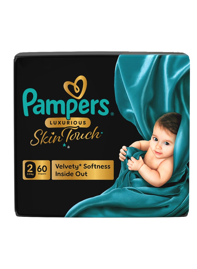 Pampers Luxurious Skin Touch  With Luxurious Velvety Softness Inside Out Size 2  3-8kg Premium Diapers For Infants - Image 1