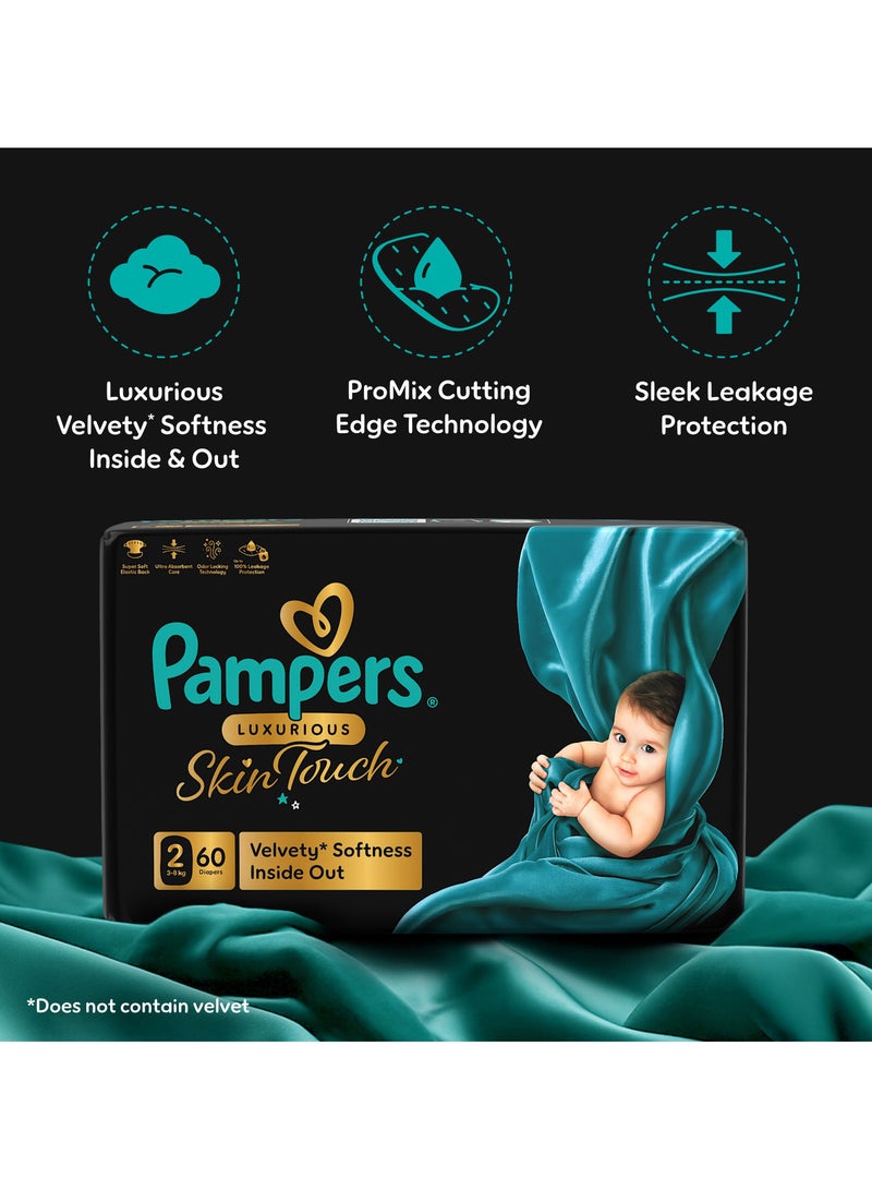Pampers Luxurious Skin Touch  With Luxurious Velvety Softness Inside Out Size 2  3-8kg Premium Diapers For Infants - Image 2