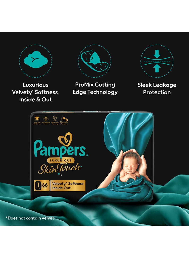 Pampers Luxurious Skin Touch  With Luxurious Velvety Softness Inside Out Size 1  2-5kg Premium Diapers For Newborns - Image 2