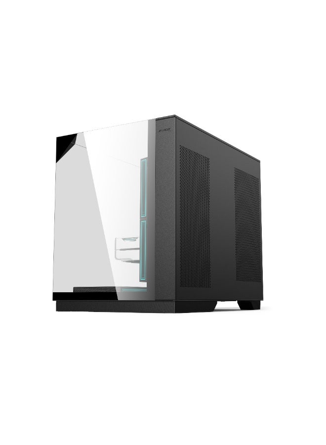 أيسر V330BK ATX PC Case, Tempered Glass Front & Side Panel, 6 Pre-Installed RGB Fans with Remote Control, SPCC Steel Frame, 3 USB Ports, ATX, M-ATX, ITX Motherboard Support, Black Gaming Tower case - Image 1