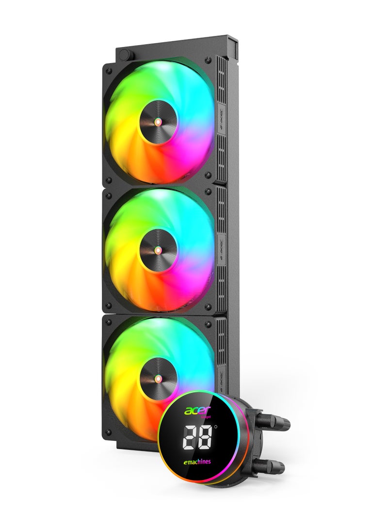 أيسر AC360 CPU Water Cooler with Fan, Aluminum Radiator, Compatible with AMD and Intel Sockets, High-Performance Liquid Cooling, Black - Image 2