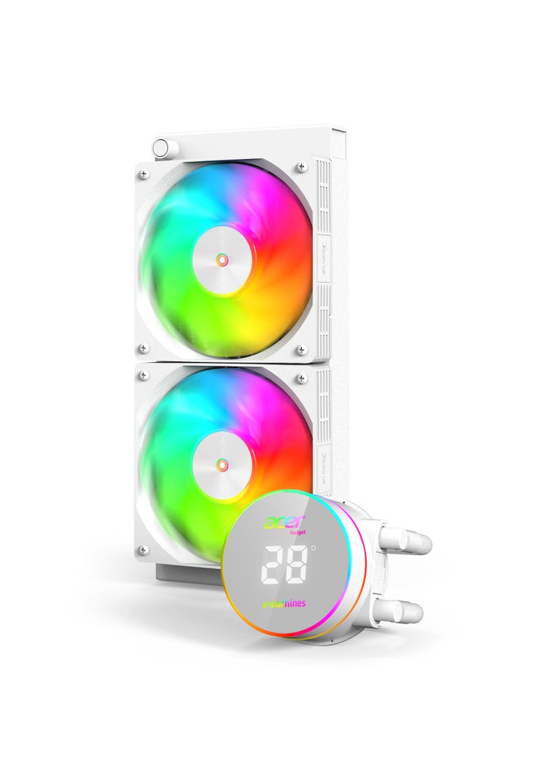 أيسر AC240 CPU Water Cooler with Fan, Aluminum Radiator, Compatible with AMD and Intel Sockets, High-Performance Liquid Cooling, White - Image 2