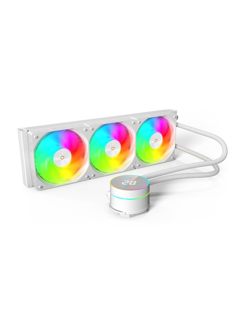 أيسر AC360 CPU Water Cooler with Fan, Aluminum Radiator, Compatible with AMD and Intel Sockets, High-Performance Liquid Cooling, White - Image 1