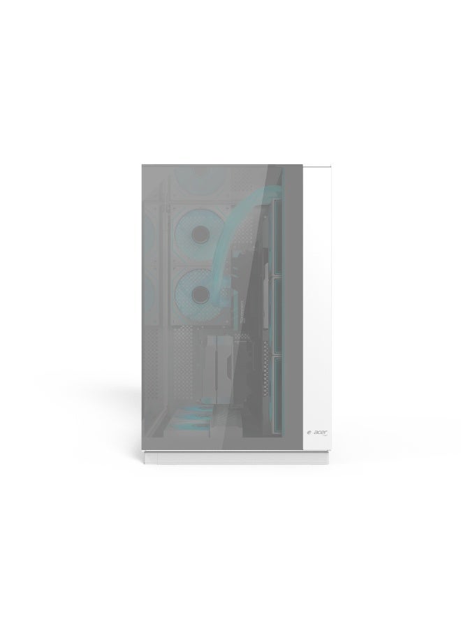 أيسر V333 ATX PC Case, Tempered Glass Panels Top, Front and Side, 8 Pre-Installed RGB Fans with Remote Control, SPCC Steel Frame, 3 USB Ports, ATX/ M-ATX/ ITX Motherboard Support, with Rear, Bottom and Side Fan Support, White Mirror Gaming Tower Case - Image 1