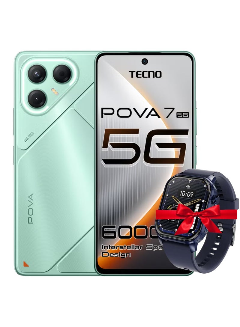 تكنو بوفا 7 ثنائي الشريحة أخضر واحة 8 جيجابايت 256 جيجابايت 5G - النسخة الشرق أوسطية مع ساعة ذكية مجانية iTel O21 زرقاء - Image 1