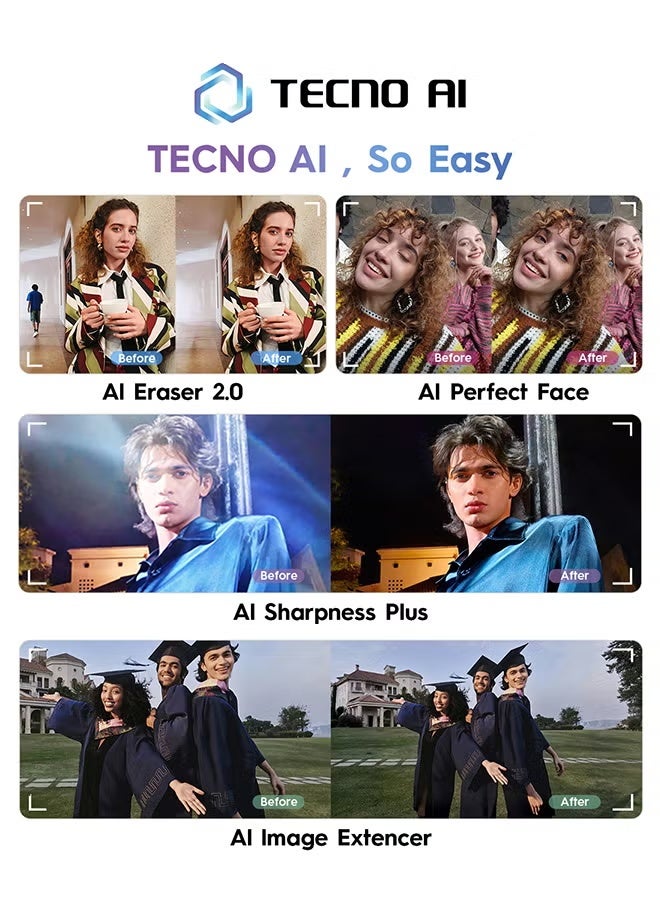 تكنو كامون 40 برو ثنائي الشريحة بحجم 12 جيجابايت رام و256 جيجابايت 5G - نسخة الشرق الأوسط مع ساعة ذكية مجانية iTel O23 باللون الكروم الداكن - Image 3