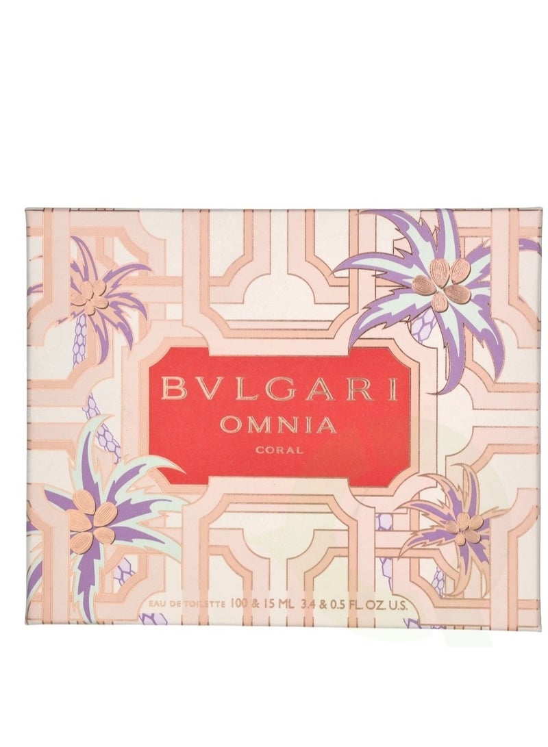 BVLGARI Omnia Coral For Women Set EDT 100ml + EDT 15ml ‏ 100+15ml - Image 2