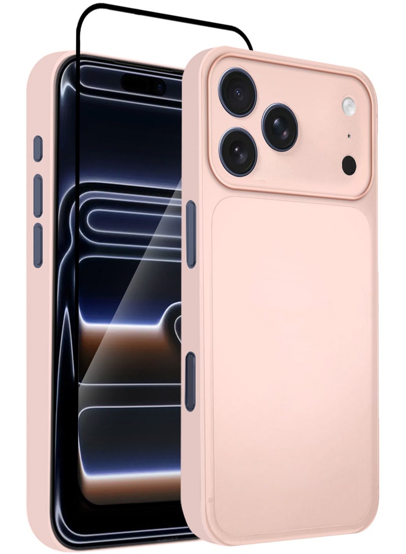 MARGOUN 2 Packs Air Skin  Case Cover for Apple iPhone 17 Pro  - Sturdy Back Cover - Durable Thin Case - Drop Protection Cover with 3D Screen Protector - Pink-2 - Image 1