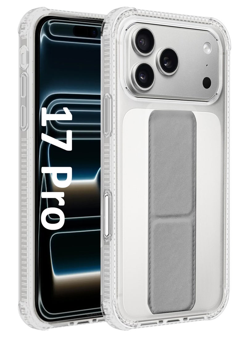 مارجون غطاء شفاف مع قبضة إصبع لجهاز آيفون 17 برو - حامل مغناطيسي للسيارة متعدد الوظائف - غطاء واقي مزدوج الوظيفة - Image 1