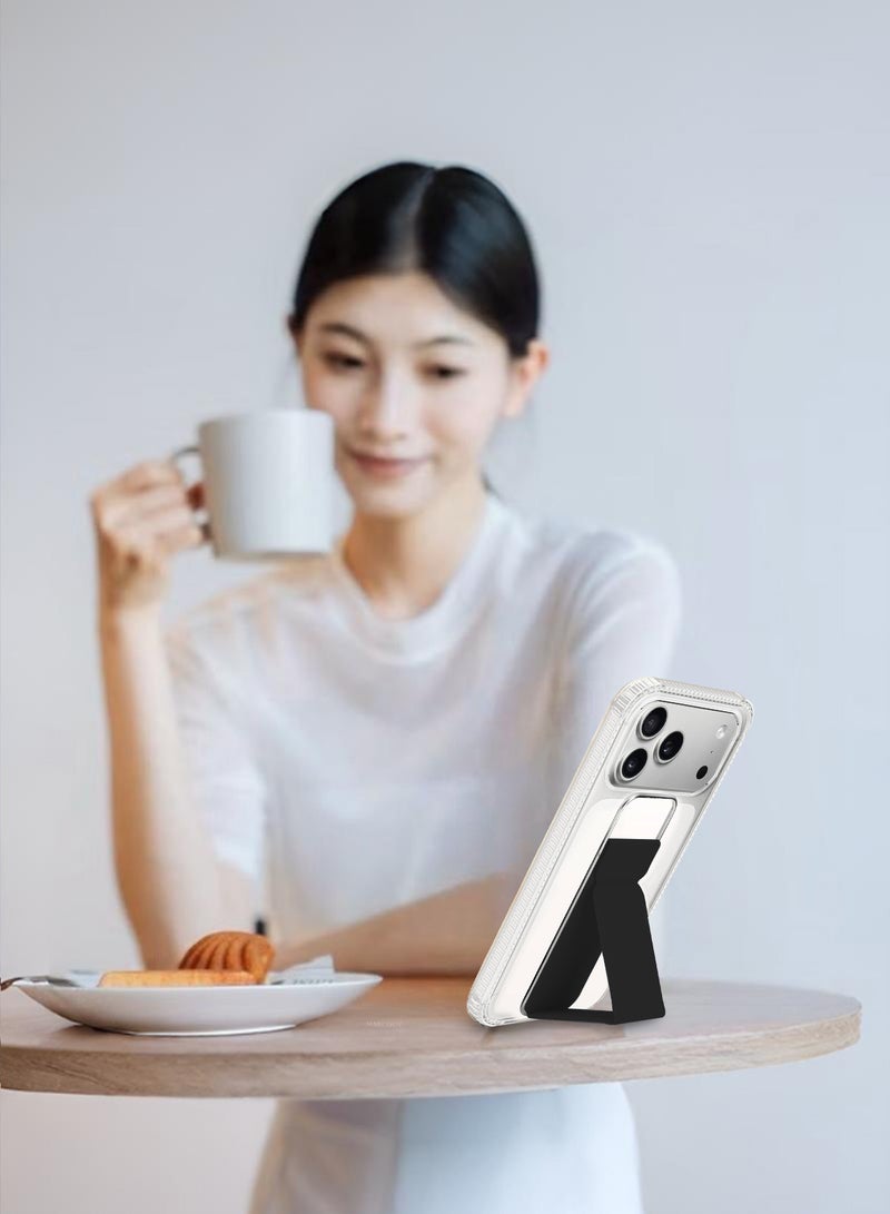 MARGOUN Finger Grip Clear Case Cover for iPhone 17 Pro- Kickstand Car Magnetic Holder Multi-function Protective Two-in-one Case - Black-1 - Image 4