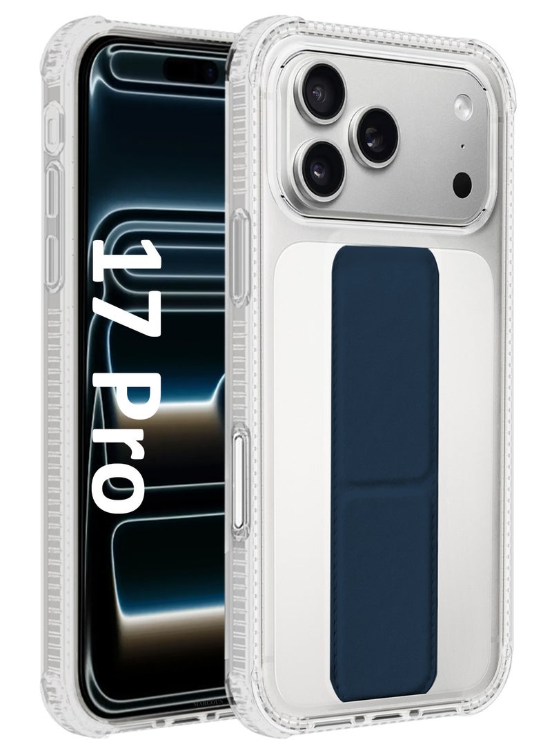 MARGOUN Finger Grip Clear Case Cover for iPhone 17 Pro- Kickstand Car Magnetic Holder Multi-function Protective Two-in-one Case - Dark Blue-1 - Image 1