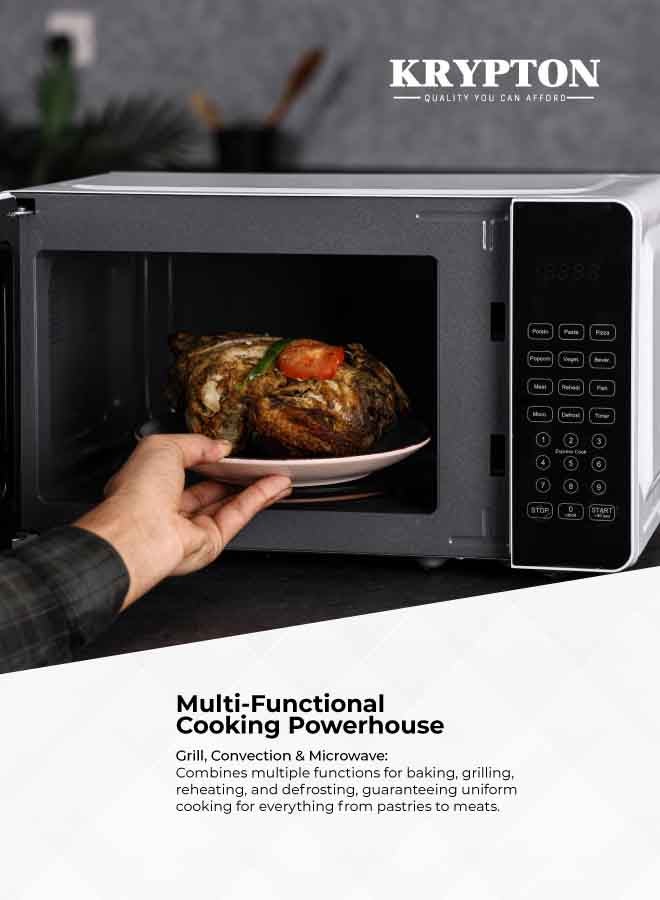 كريبتون ميكروويف رقمي – سعة 20 لتر | طهي متعدد الوظائف مع شواية وتهوية | 8 قوائم طهي تلقائية | مؤقت 99 دقيقة | 10 مستويات طاقة | قفل للأطفال | طبق زجاجي دوار | مثالي للأرز، المعكرونة، الخضروات، الوجبات الخفيفة - Image 2
